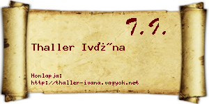 Thaller Ivána névjegykártya
